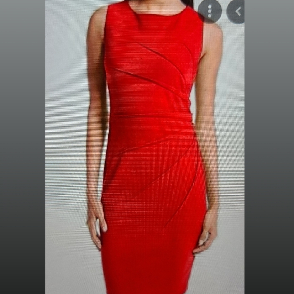 Calvin Klein size 10 red pleated evening dress
